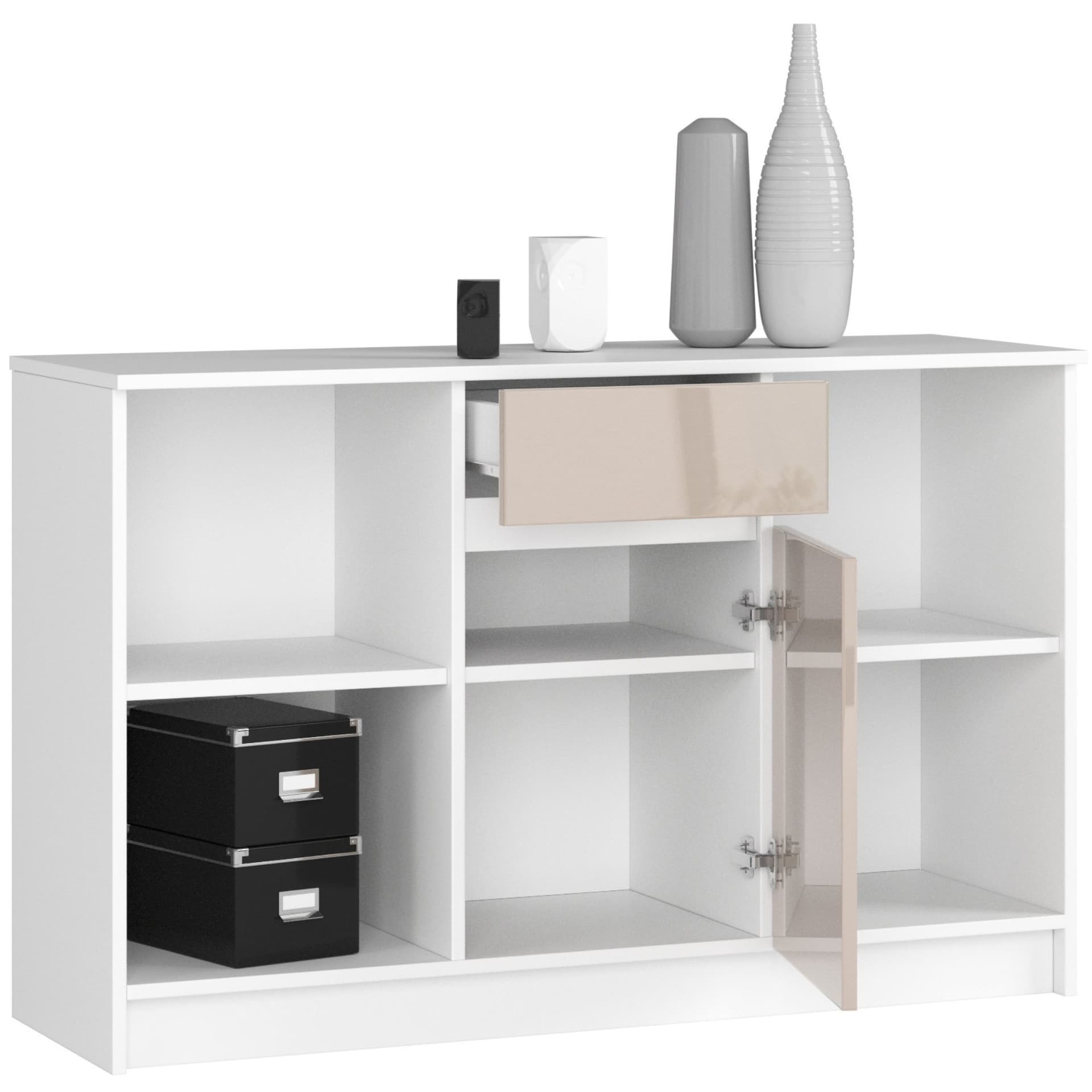 

Komoda B-17 120 cm 1 szuflada 1 drzwi biała-cappuccino połysk