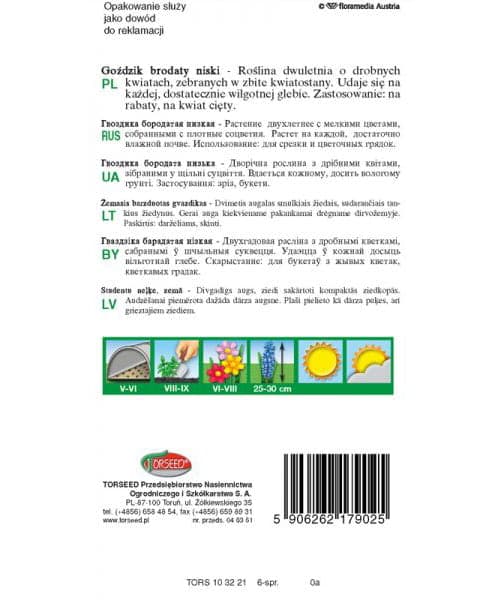 

Nasiona Goździk Brodaty niski 0,5g