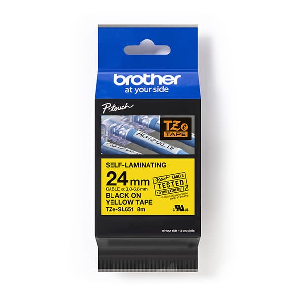 

Brother oryginalny taśma do drukarek etykiet, Brother, TZE-SL651, czarny druk/żółty podkład, laminowane, 8m, 24mm