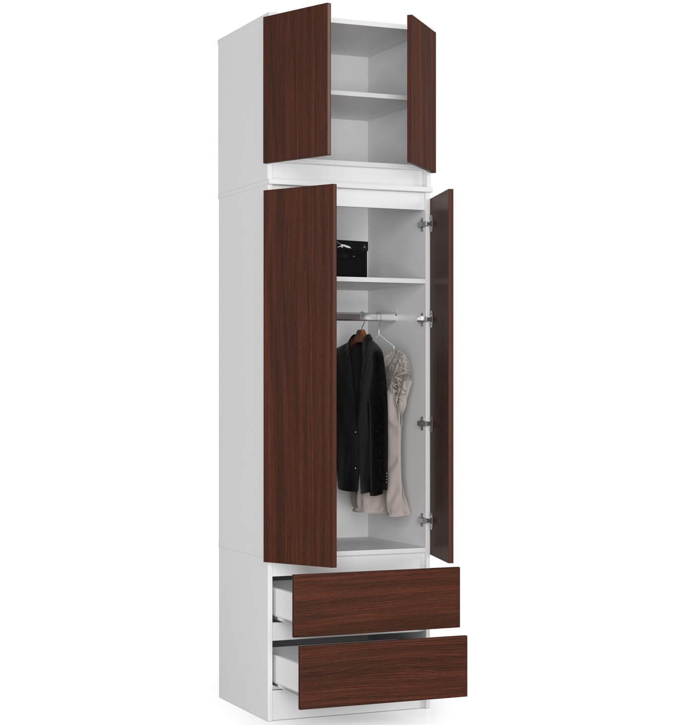 

SZAFA Z NADSTAWKĄ S60 2D 2SZ CLP BIAŁY / WENGE