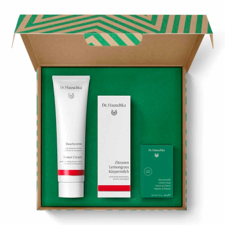 

Dr. Hauschka Sensory Delights zestaw Shower Cream 150ml + Lemon Lemongrass Vitalising Body Milk 145ml + Lemon Soap 100g