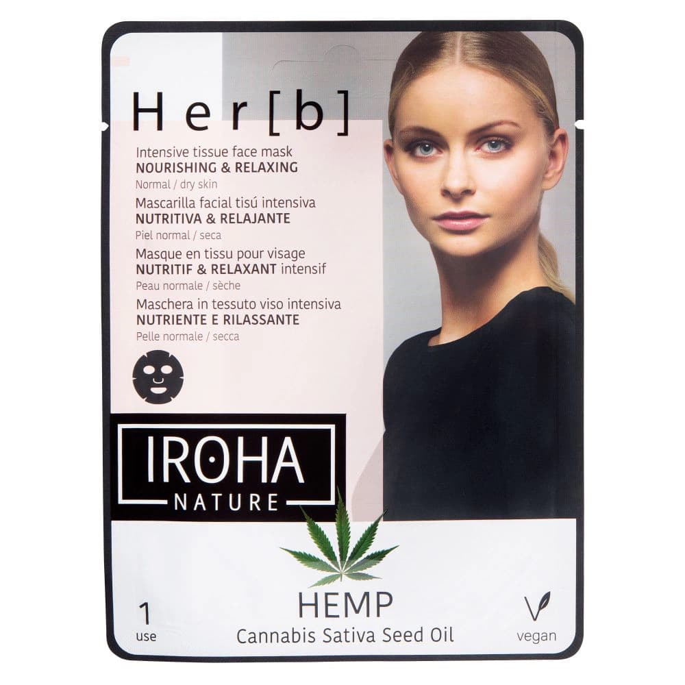 

Iroha nature Nourishing Relaxing Tissue Face Mask intensywnie odżywczo-relaksacyjna maseczka w płachcie do twarzy Cannabis 20g