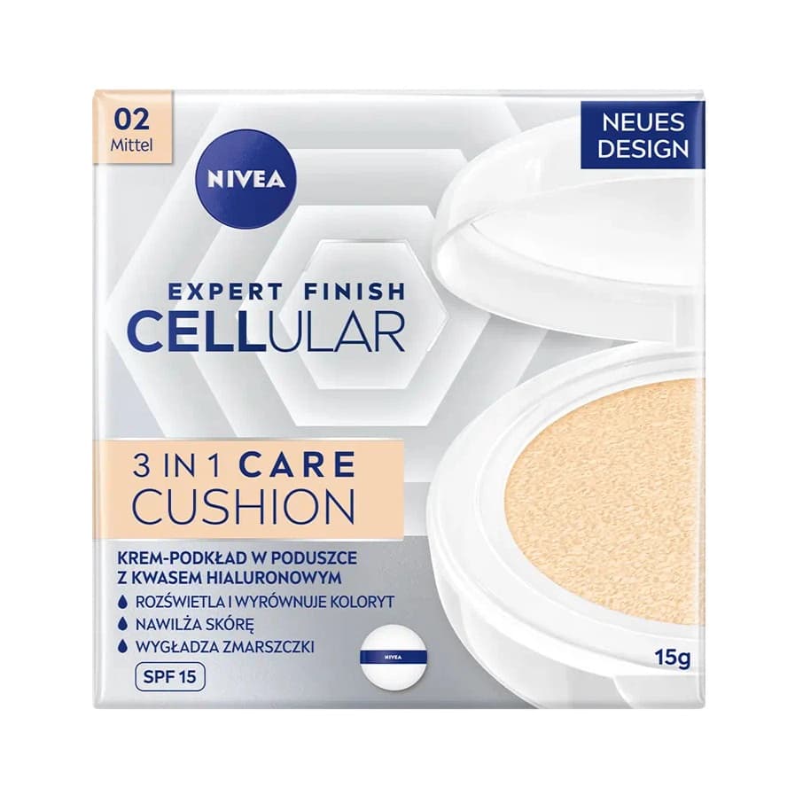 

NIVEA Hyaluron Cellular Filler 3in1 Care Cushion podkład w gąbce SPF15 02 Medium 15g