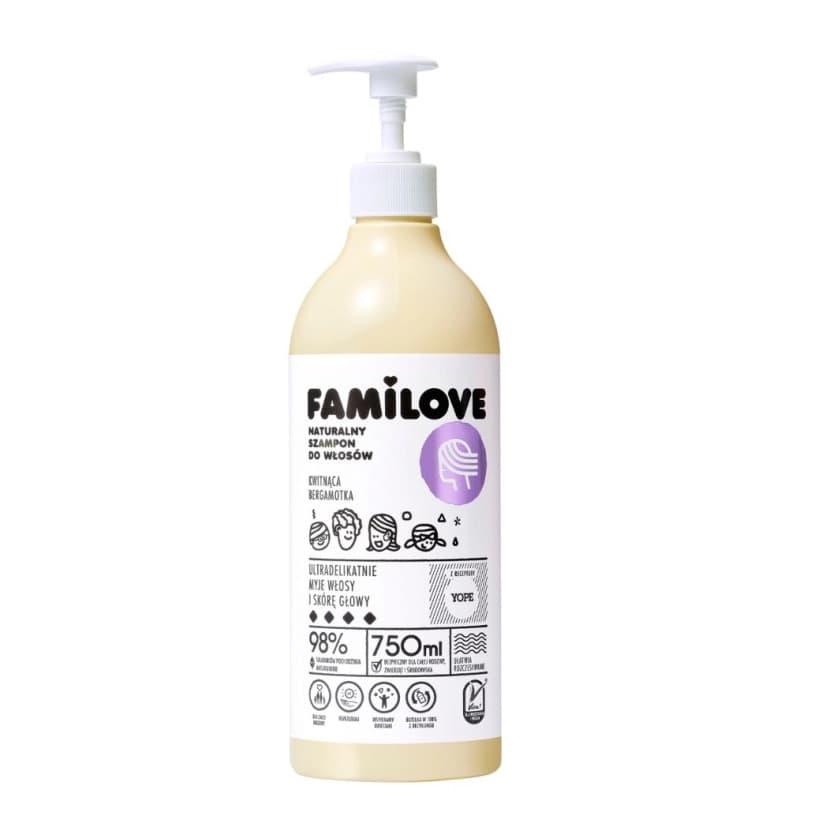 

Yope Familove szampon do wszystkich rodzajów włosów Kwitnąca Bergamotka 750ml