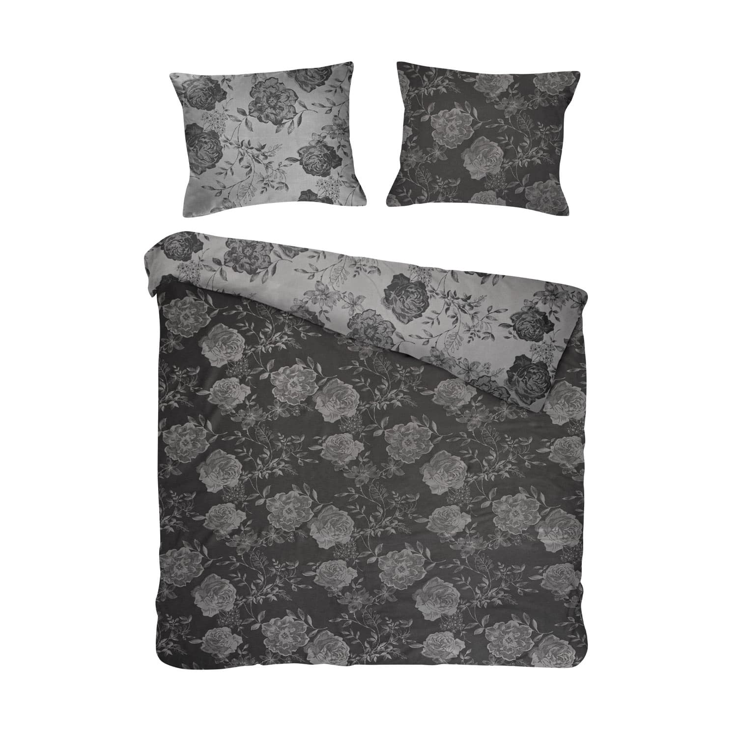 

Pościel bawełniana FLORY DARK GREY/220x200 COTTONLOVE JACQUARD