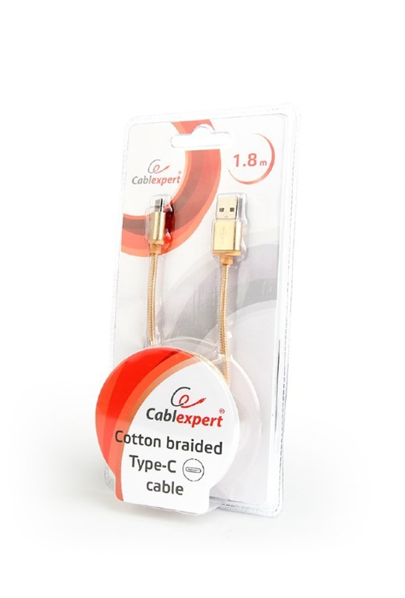 

Kabel USB Typ-C oplot tekstylny/1.8m/złoty