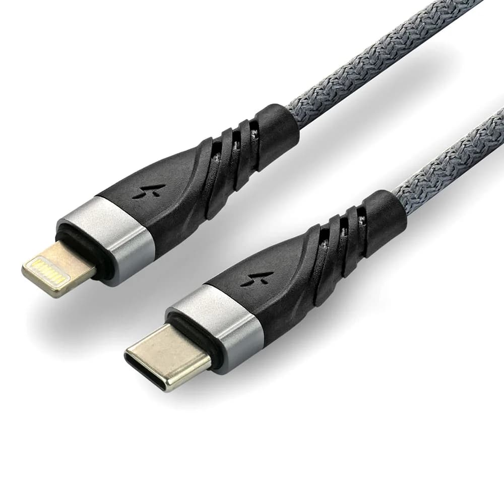 

Kabel USB-C - Lightning EVERACTIVE 1m 20W pleciony szary (CBB-1CIG)