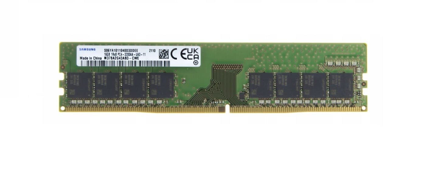 

Samsung UDIMM non-ECC 16GB DDR4 1Rx8 3200MHz PC4-25600 M378A2G43AB3-CWE