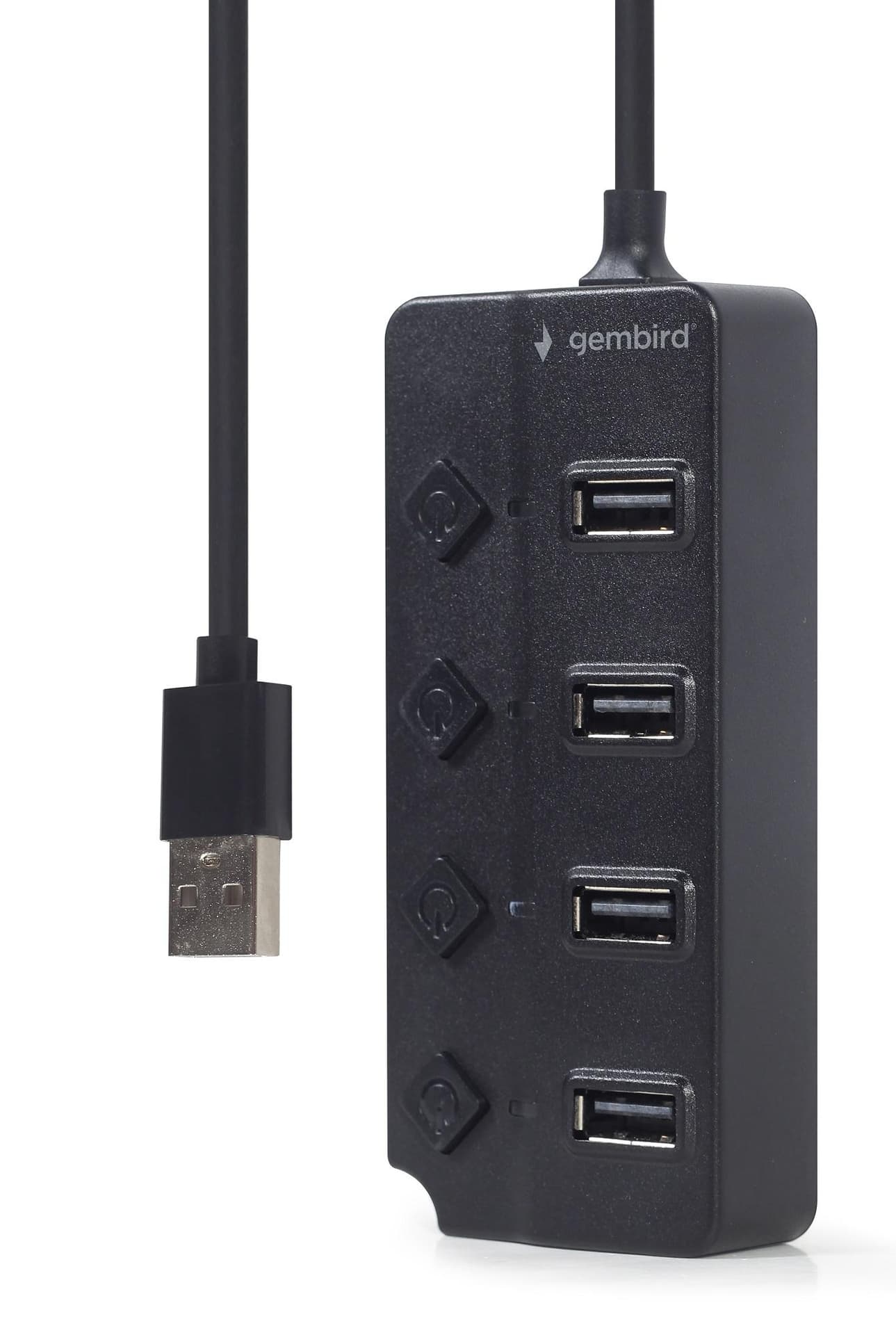 

Gembird Hub USB 2.0 4-Portowy z włącznikiem (czarny)