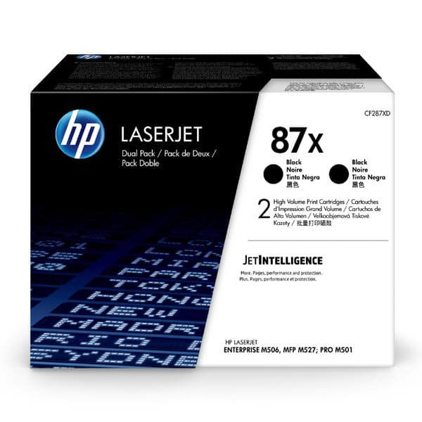 

HP oryginalny toner CF287XD, HP 87X, black, 36000 (2x18000)s, HP LaserJet Enterprise M506dh,dn,n,x, M501n, dual pack, 2x2,7 kg, O