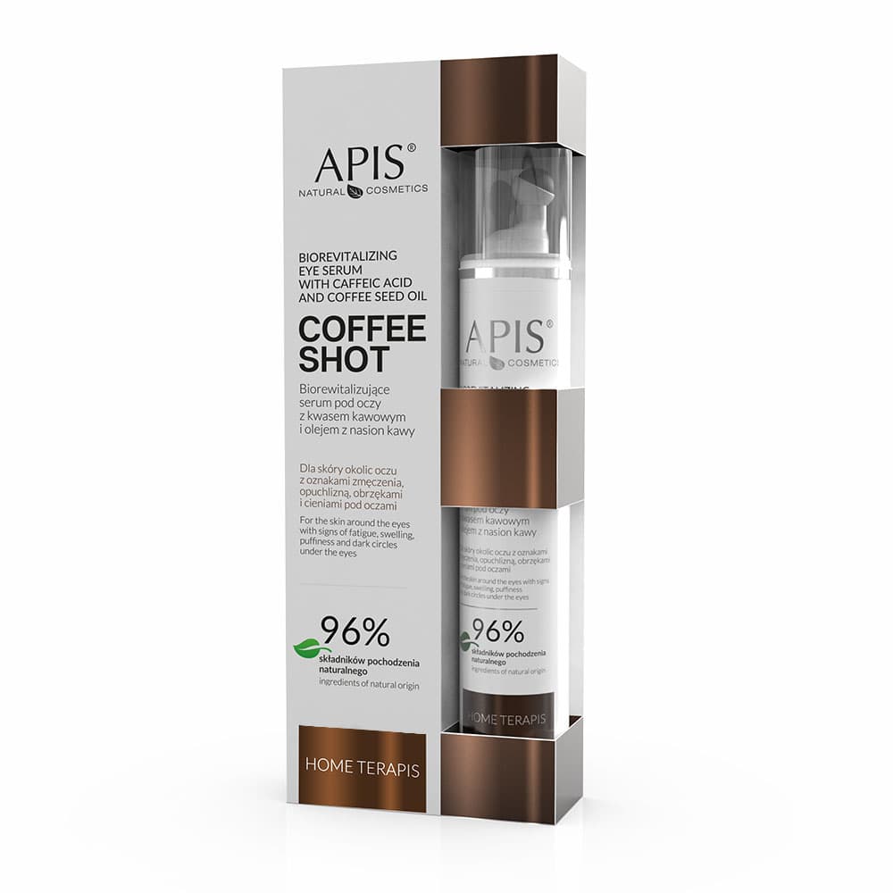 

Apis coffee shot home terapis, biorewitalizujące serum pod oczy z kwasem kawowym i olejem z nasion kawy 10 ml