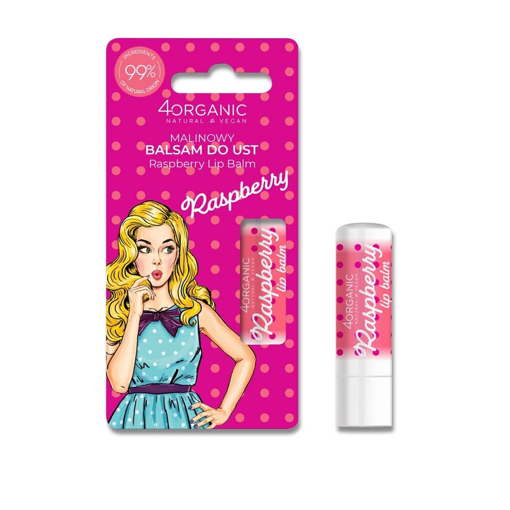 

4ORGANIC Lip Balm Pin-Up Girl balsam do ust Raspberry 5g
