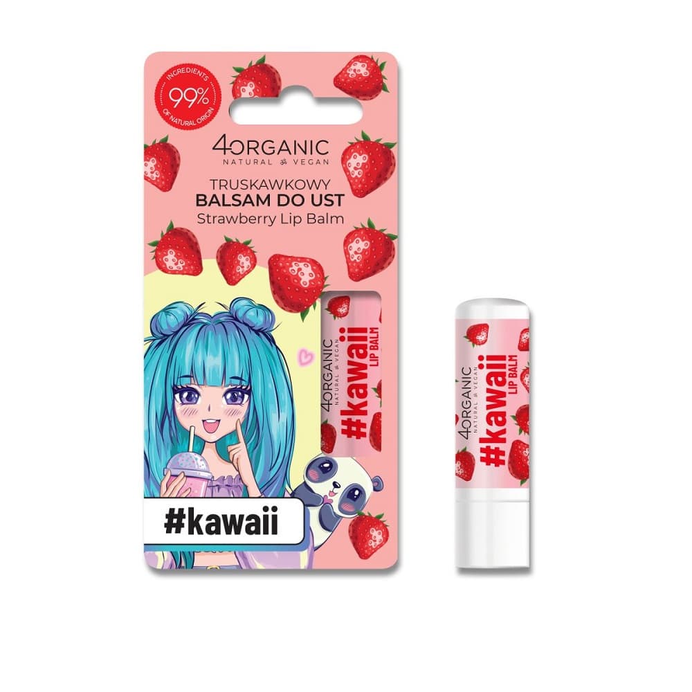 

4ORGANIC Lip Balm #Kawaii balsam do ust Strawberry 5g