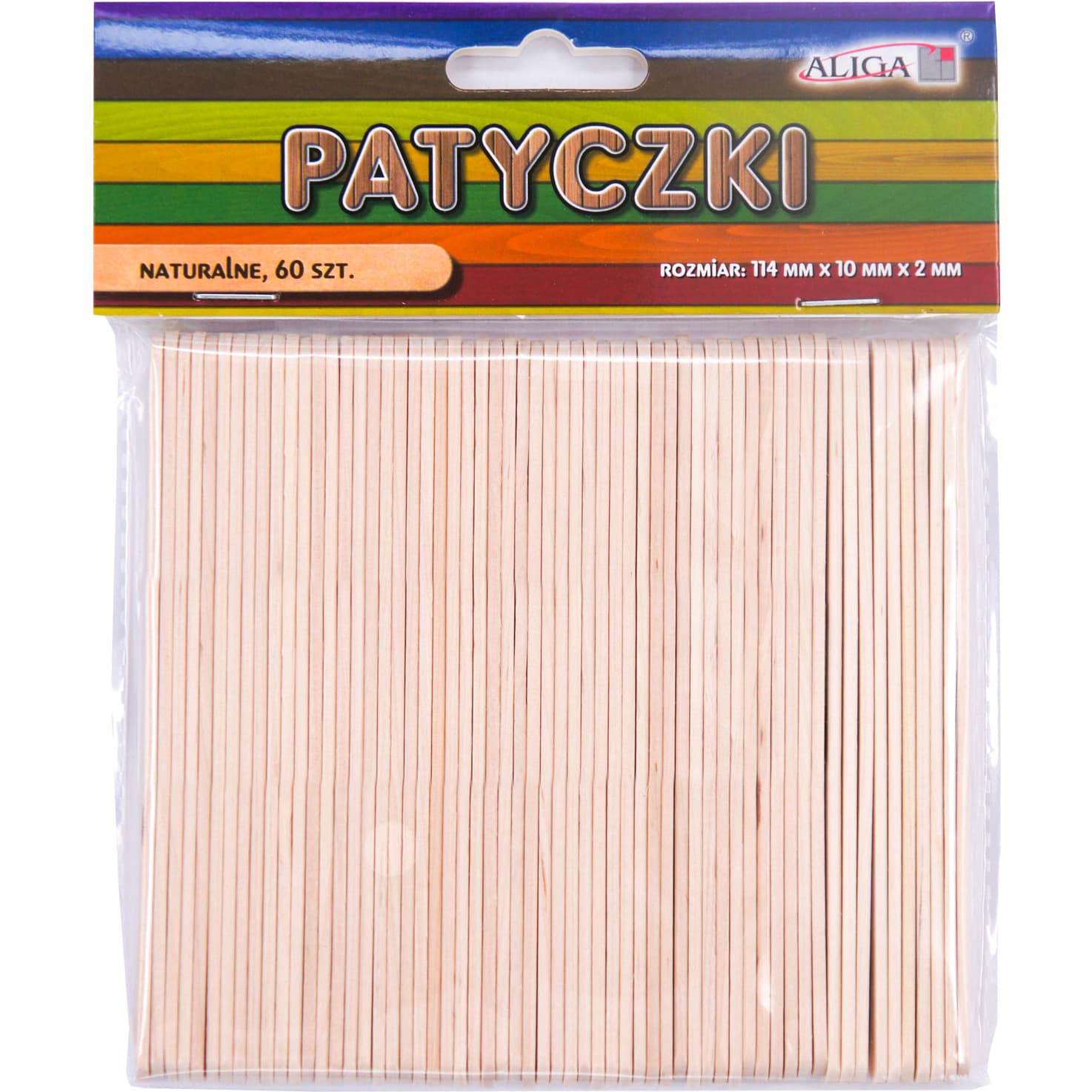 

Patyczki naturalne 114x10x2mm (60szt.) ALIGA PK-3243, 60szt.) aliga pk-324