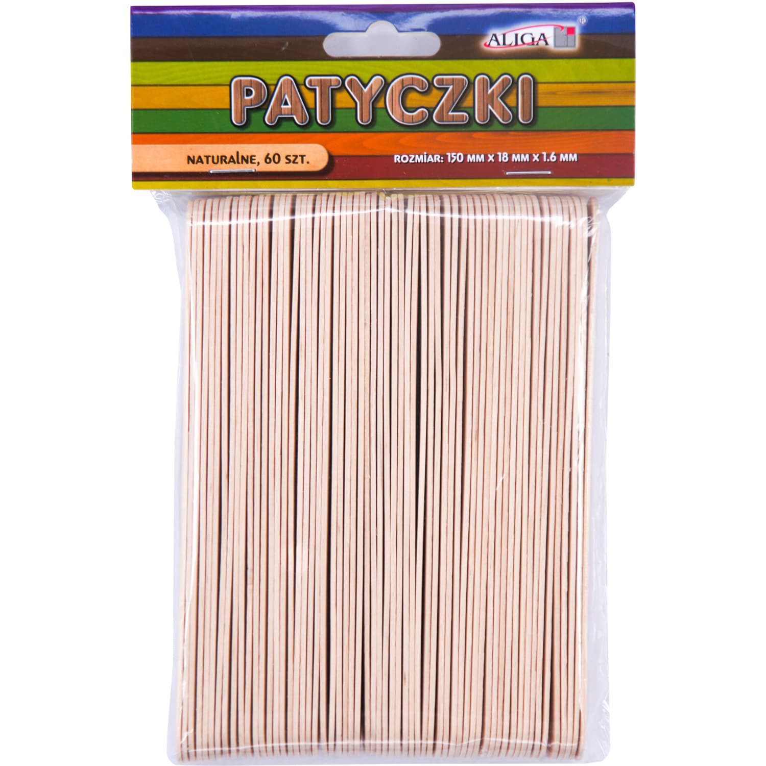 

Patyczki naturalne 150x18x1.6mm (60szt.) PK-3304 ALIGA, 60szt.) pk-3304 alig