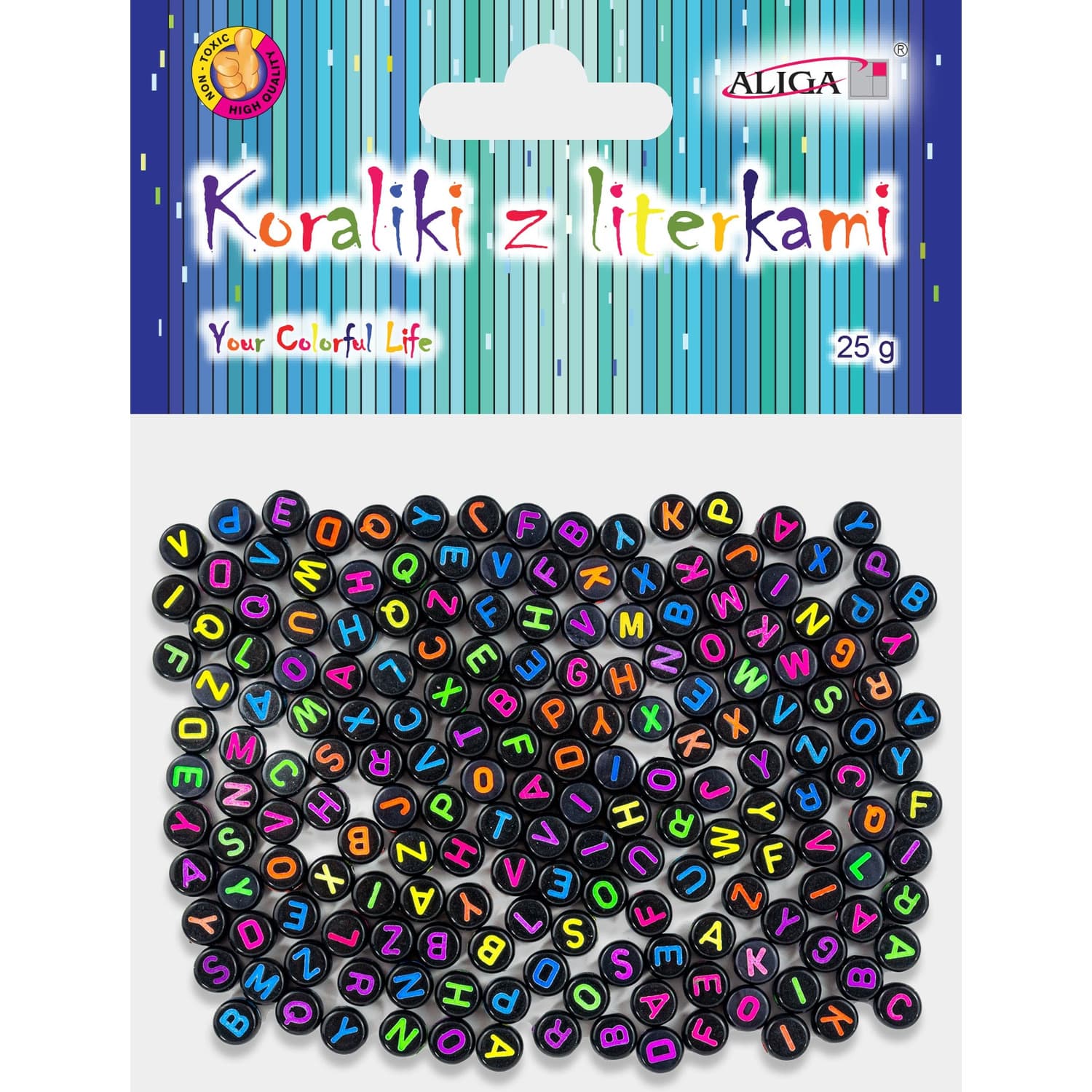 

Koraliki czarne plastikowe z literkami 7x4mm PJA-0323 ALIGA