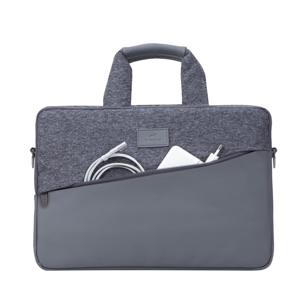 

RIVACASE TORBA NA LAPTOP 15,6" EGMONT, SZARA, EKO-SKÓRA I TWEED, KIESZENIE NA TABLET 10,1", SMARTFON, DOKUMENTY I AKCESORIA