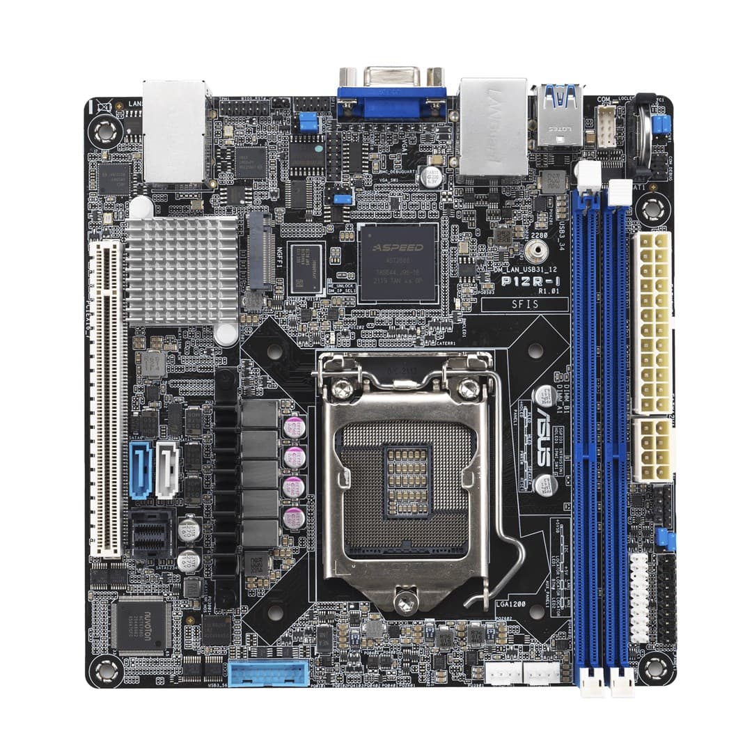 

Płyta Serwerowa ASUS P12R-I/ASMB10 LGA-1200, C252,2DIMM, 1*PCIe x1slot, 6*SATA ports, 2*M2, 2 x Intel® I210AT + 1 x Mgmt LAN, ASMB10, MiniITX