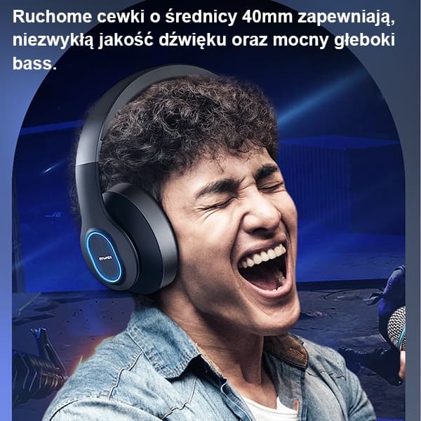 

AWEI słuchawki nauszne Bluetooth A100BL czarny/black