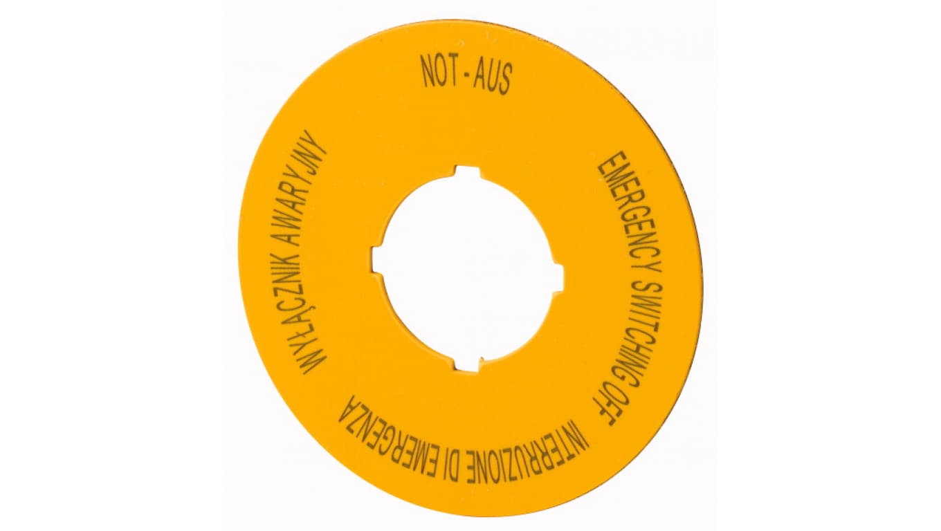 

Tabliczka opisowa żółta okrągła fi60mm /WYŁĄCZNIK AWARYJNY/ M22-XBK5 167639