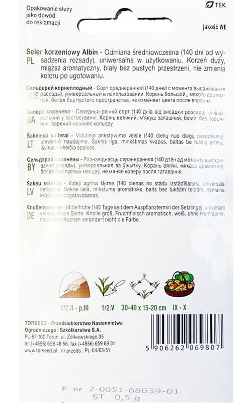 

Nasiona Seler korzeniowy Albin 0,5g