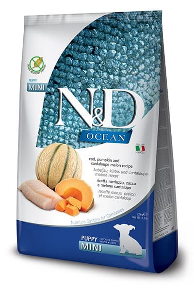 

FARMINA N&D OCEAN DOG COD, PUMPKIN & CANTALOUPE MELON PUPPY MINI 800g