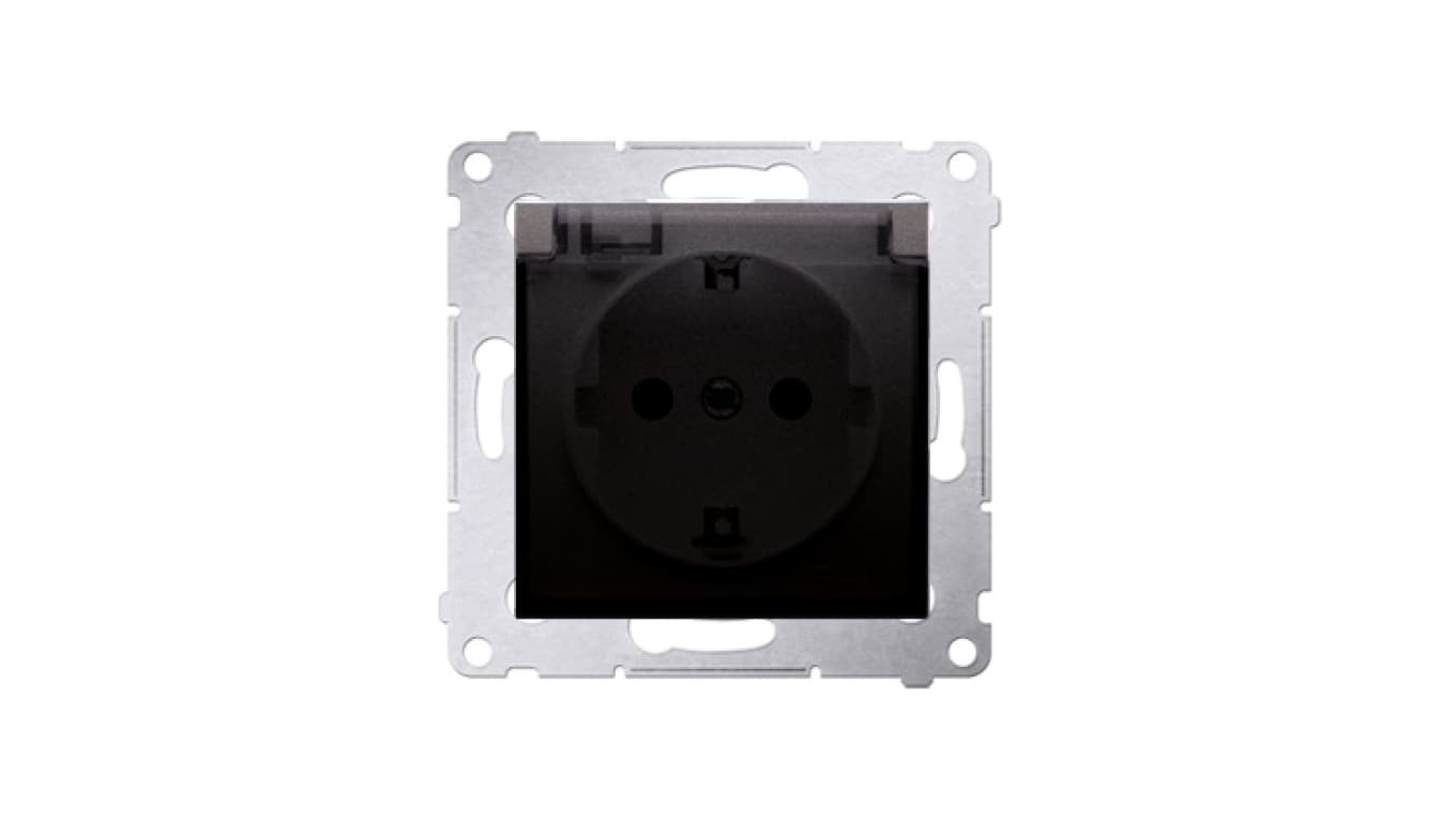 

Simon 54 Gniazdo Schuko do wersji IP44 z przesłonami z uszczelką klapka transparentna antracyt DGSZ1BZ.01/48A