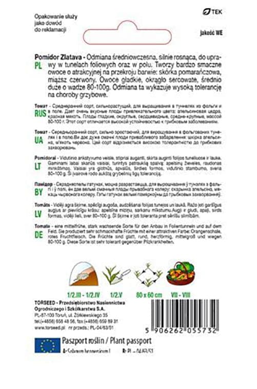 Nasiona Pomidor Zlatava 0,2g