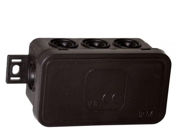 

Puszka natynkowa pusta 8 wlotów VIPLAST V8 klik CZARNA IP54 80x45x41mm 038-05