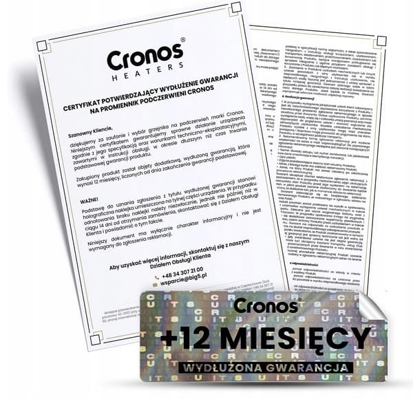 

Promiennik CGP-900TWP + Wydłużona Gwarancja do promiennika 12msc