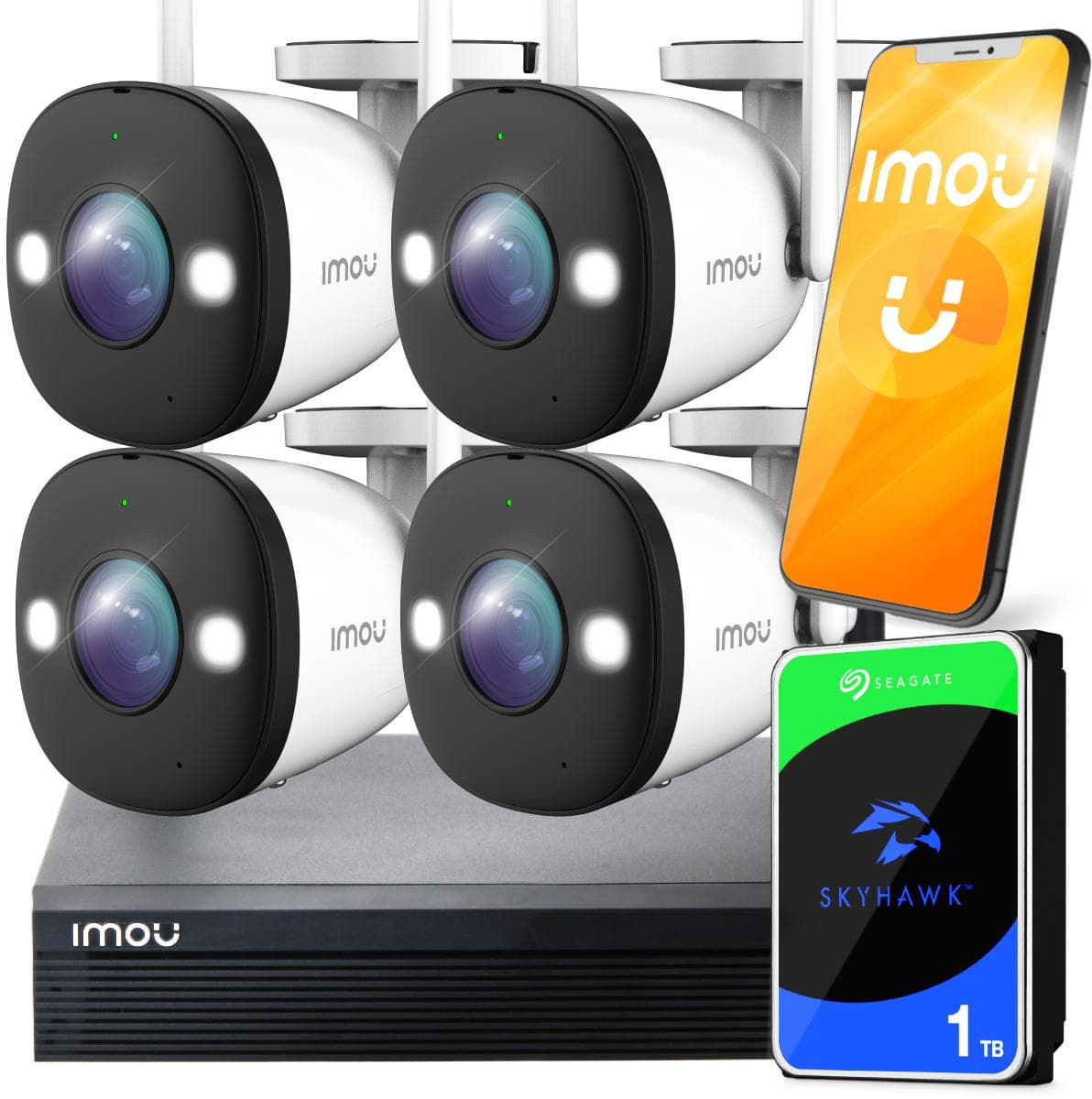 

Zestaw monitoringu Imou WiFi IP 1TB 4 kamery bullet IPC-F22FEP 2MPx