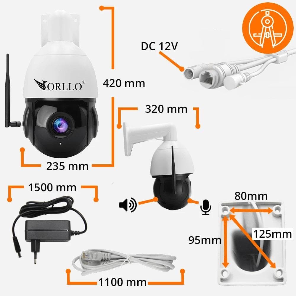 

Kamera IP Orllo Zewnętrzna Obrotowa 360 Stopni POE 30x zoom Wi-Fi Z15