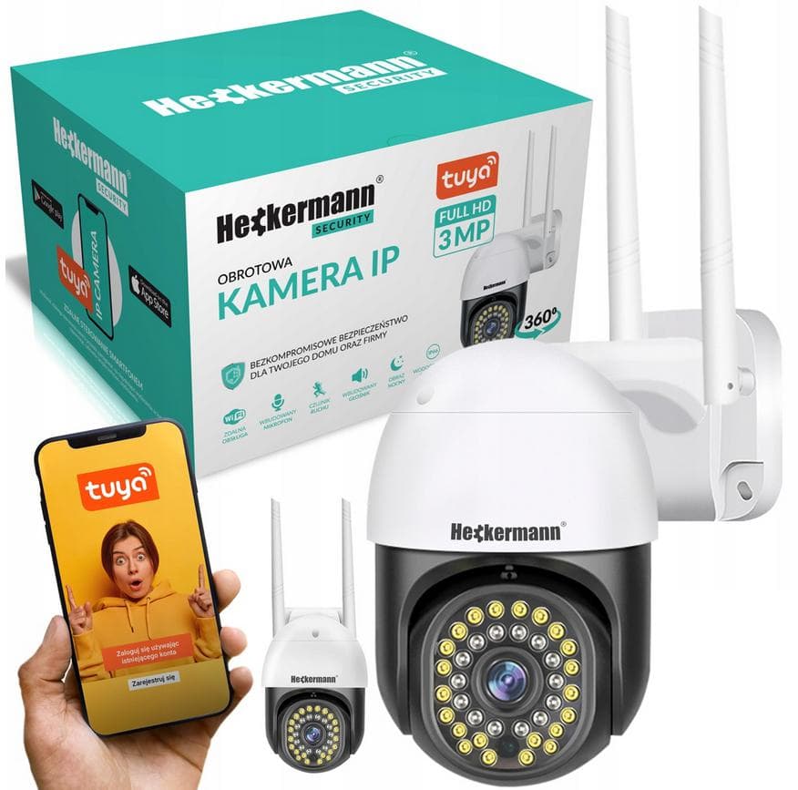 

KAMERA IP ZEWNĘTRZNA OBROTOWA WIFI Kamera IP 3MP HECKERMANN C19