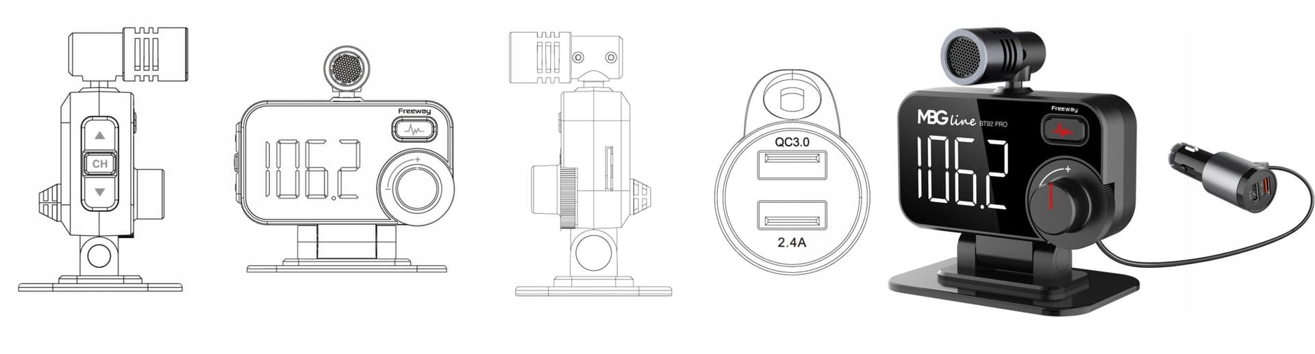 

Transmiter samochodowy MBG line BT92 PRO