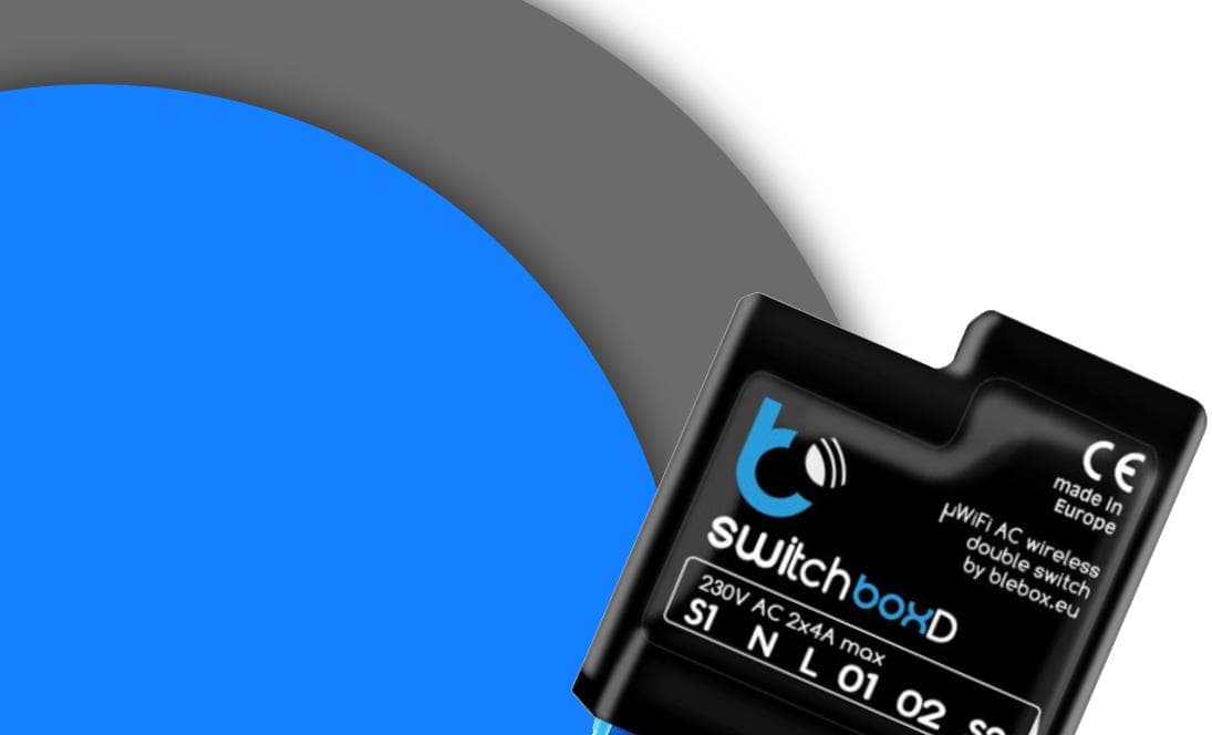 

Blebox switchBoxD przekaźnik WiFi 230V dwukanałowy sterowany z aplikacji