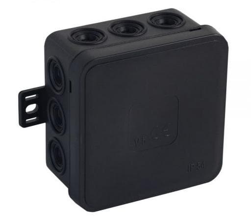 

Puszka natynkowa pusta 12 wlotów VIPLAST V5 klik CZARNA IP54 75x75x41mm 035-05