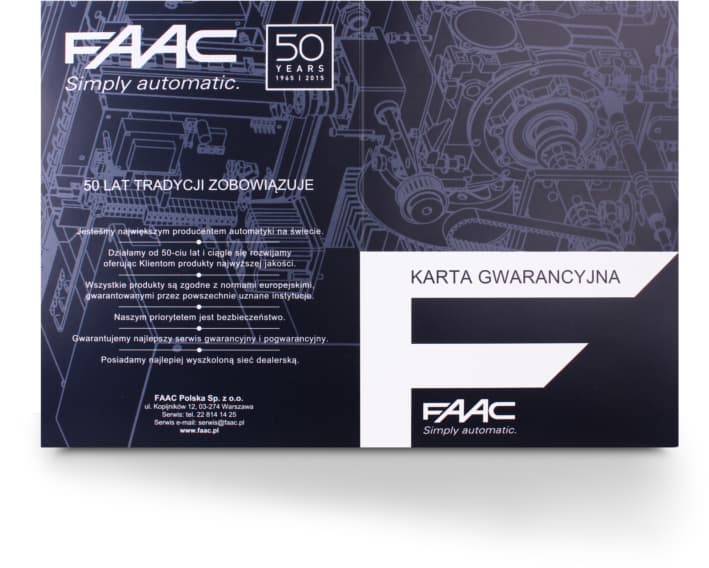 

Zestaw Alfa - FAAC 414 do 8m bram dwuskrzydłowych