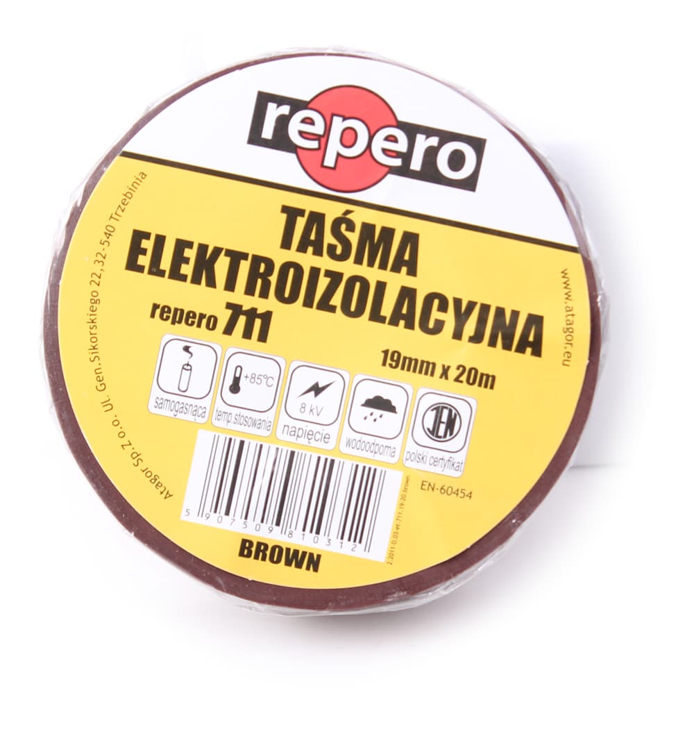 

TAŚMA IZOLACYJNA REPERO 711E BRĄZOWA 19MMX20M
