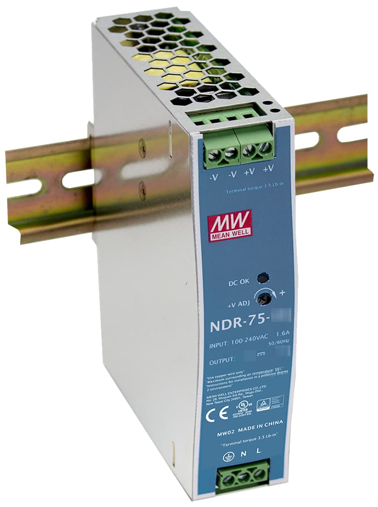 

ZASILACZ IMPULSOWY NA SZYNĘ DIN MEAN WELL NDR-75-48 48V/75W/1.6A