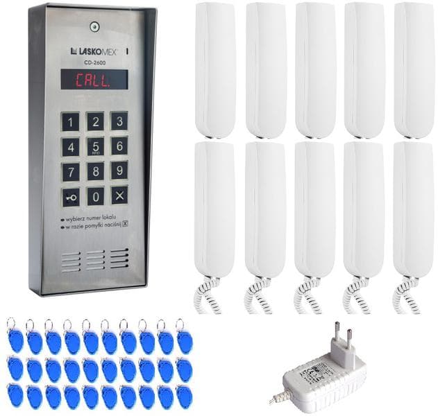

LASKOMEX SYSTEM DOMOFONU 10 LOKATORÓW, 1 WEJŚCIE