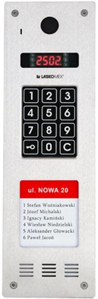

Laskomex CP-2533NR-040 Wąski panel audio pionowy, ze stali nierdzewnej, z czytnikiem RFID i DŁUŻSZĄ listą lokatorów (kompatybilny z modułem KAM3-1)