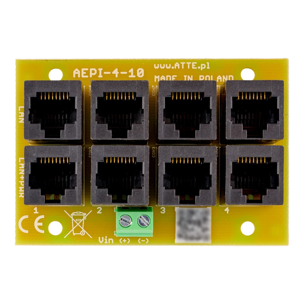 

Adapter PoE PASSIVE 4 kanałowy 10/100 ATTE AEPI-4-10-OF