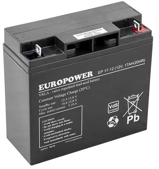 

Akumulator bezobsługowy AGM 17Ah 12V Europower EP 17-12