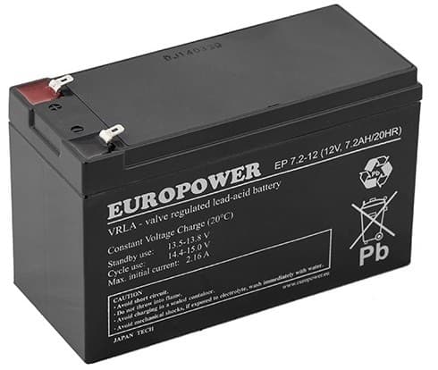 

Akumulator AGM EUROPOWER serii EP 12V 7,2Ah (Żywotność 6-9 lat)
