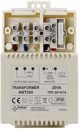 

Transformator PULSAR AWT050 TRP 20VA/16V/18V