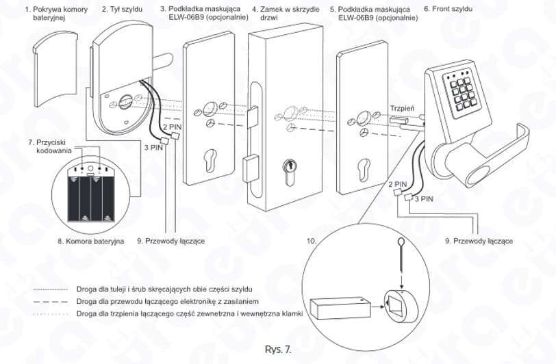 

KLAMKA EURA ELH-70B9/SILVER z czytnikiem kart RFID i zamkiem szyfr. srebrny