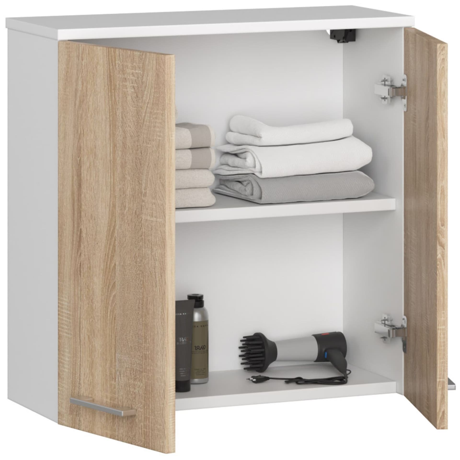 

SZAFKA WISZĄCA W 60 cm FIN 2D BIAŁY / SONOMA