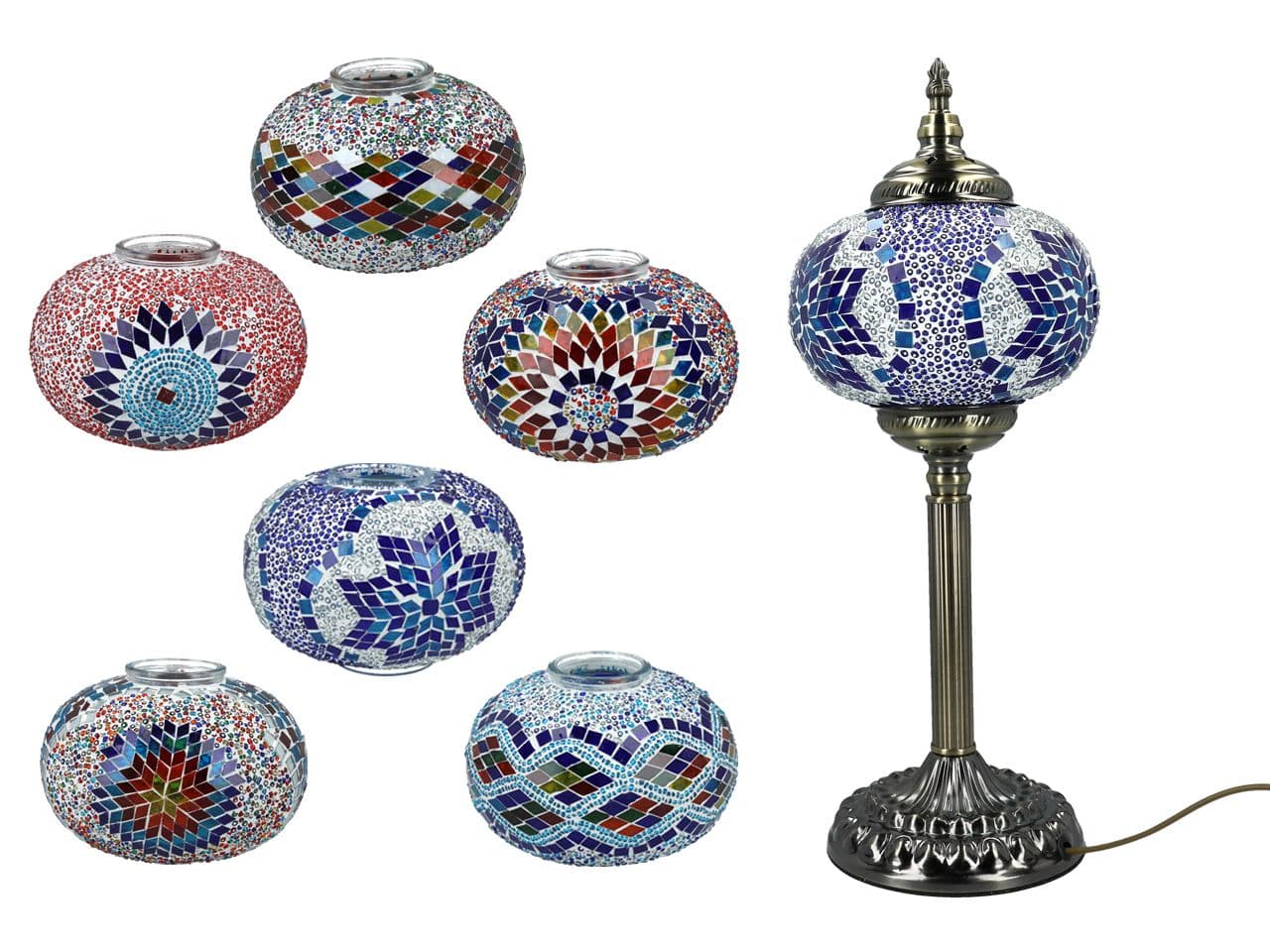 

Lampa stołowa - klosz pojedynczy, wielokolorowy