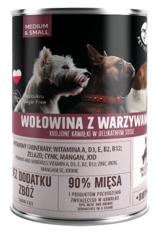 

PETREPUBLIC Kawałki z wołowiną i warzywami w sosie puszka dla psów 400g