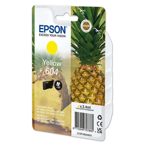 

Epson oryginalny ink / tusz C13T10G44010, T10G440, 604, yellow, 2.4ml, Epson XP-2200, XP-3200, XP-4200, WF-2930DWF, WF-2950DWF